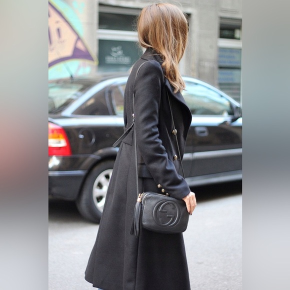 NWOT ZARA Classic Black Wool blend coat 75% wool - Picture 5 of 8